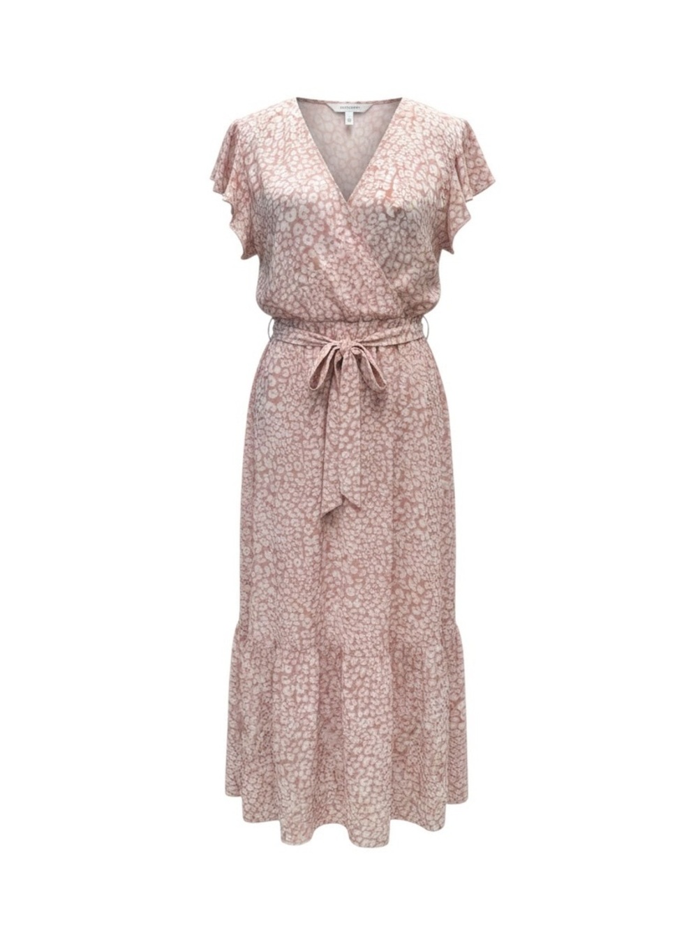 PrettyGarden Medium Pink Floral Wrap Dress with Belt